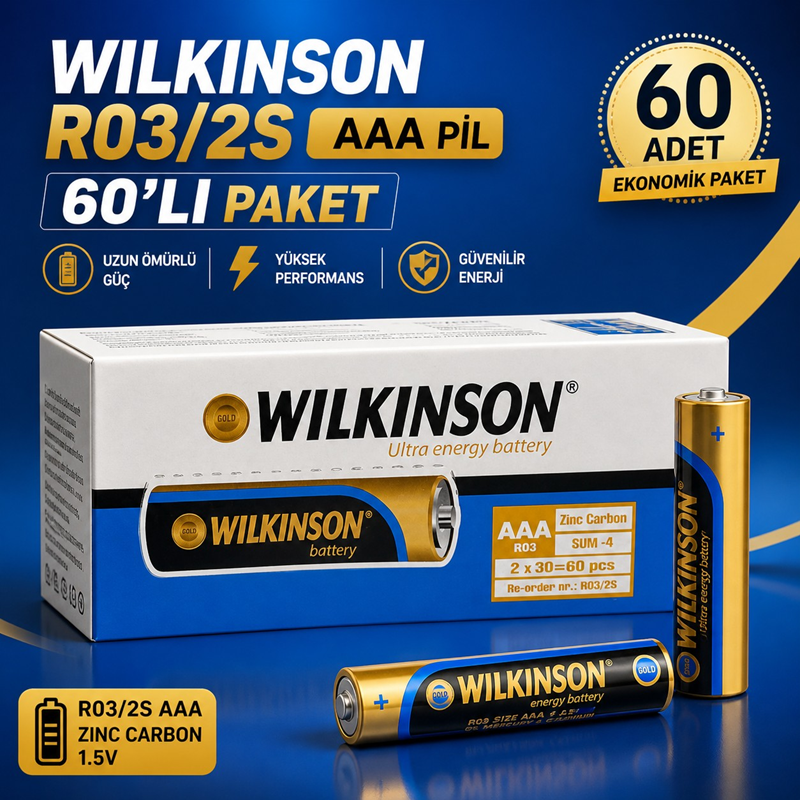 Wilkinson R03 Kumanda Pil 60'Lı Paket Wilkinson R03 Kumanda Pil 60'Lı Paket