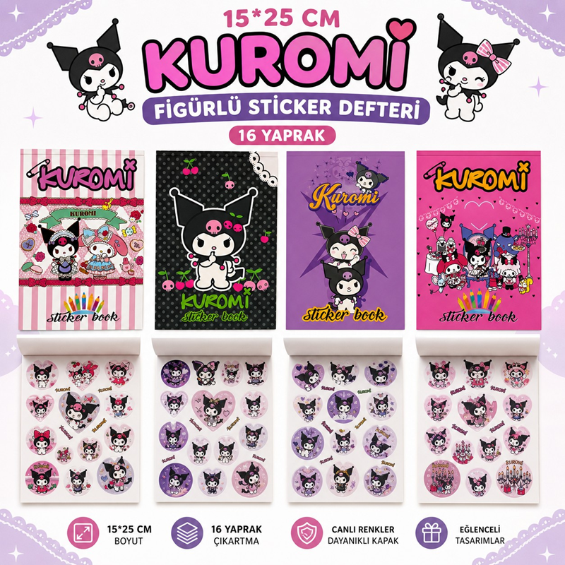 15*25 Cm Kuromi Sticker Defteri 16 Yaprak