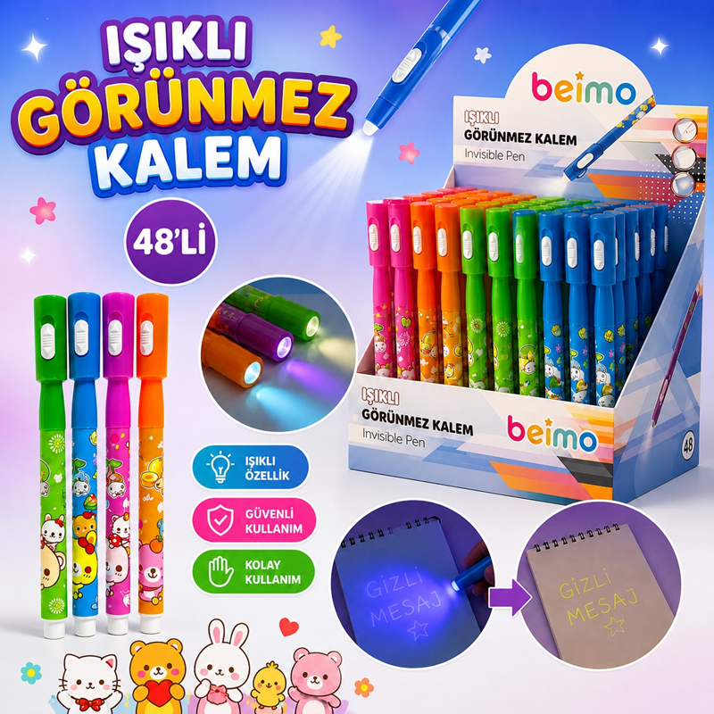 Görünmez Kalem Işıklı 48'Li Paket