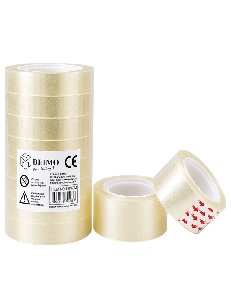 1.8*60 Metre Küçük Geniş Para Bandı Şeffaf 8'Li Paket 1.8*60 Metre Küçük Geniş Para Bandı Şeffaf 8'Li Paket