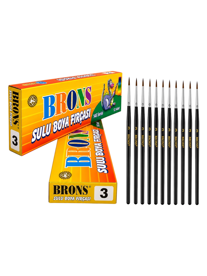 Brons No.3 Sulu Boya Fırçası 12'Li Brons No.3 Sulu Boya Fırçası 12'Li