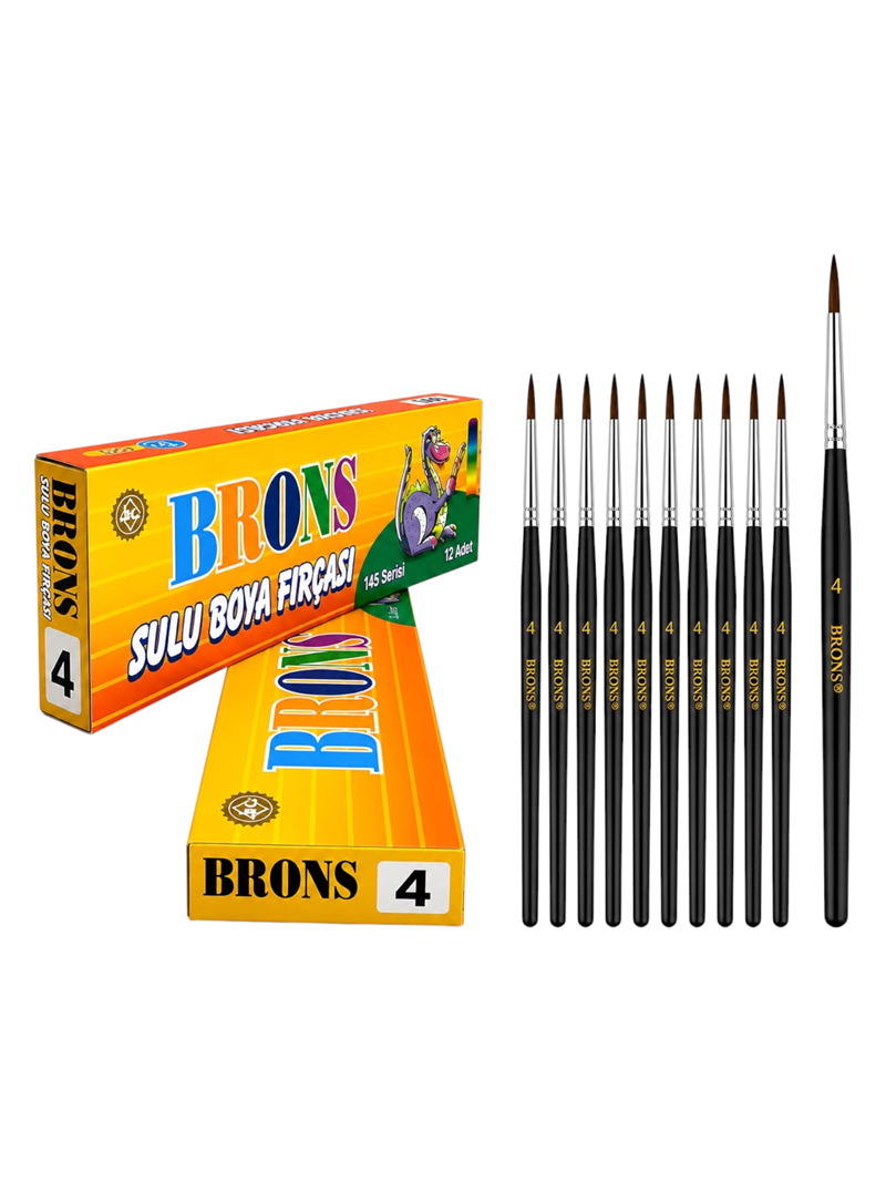 Brons No.4 Sulu Boya Fırçası 12'Li Brons No.4 Sulu Boya Fırçası 12'Li