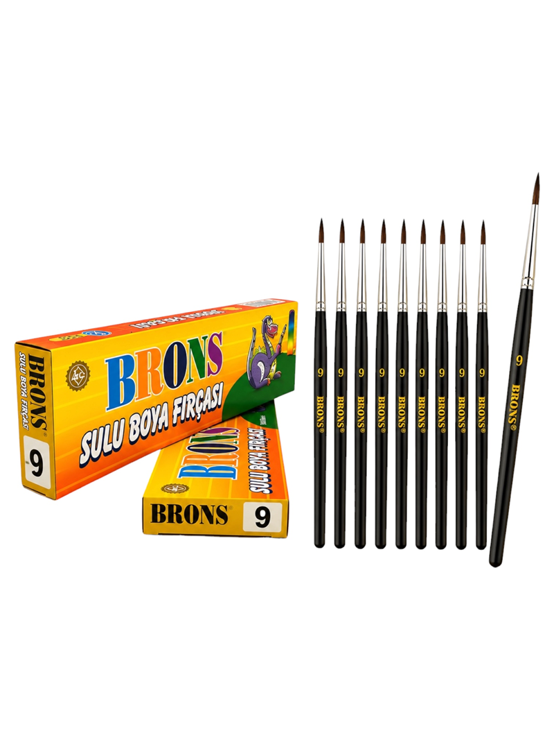 Brons No.9 Sulu Boya Fırçası 12'Li Brons No.9 Sulu Boya Fırçası 12'Li