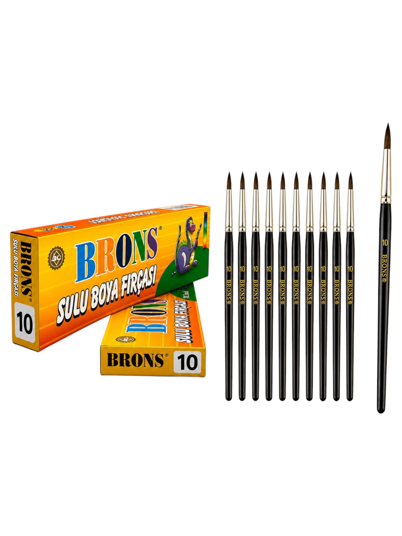 Brons No.10 Sulu Boya Fırçası 12'Li Brons No.10 Sulu Boya Fırçası 12'Li