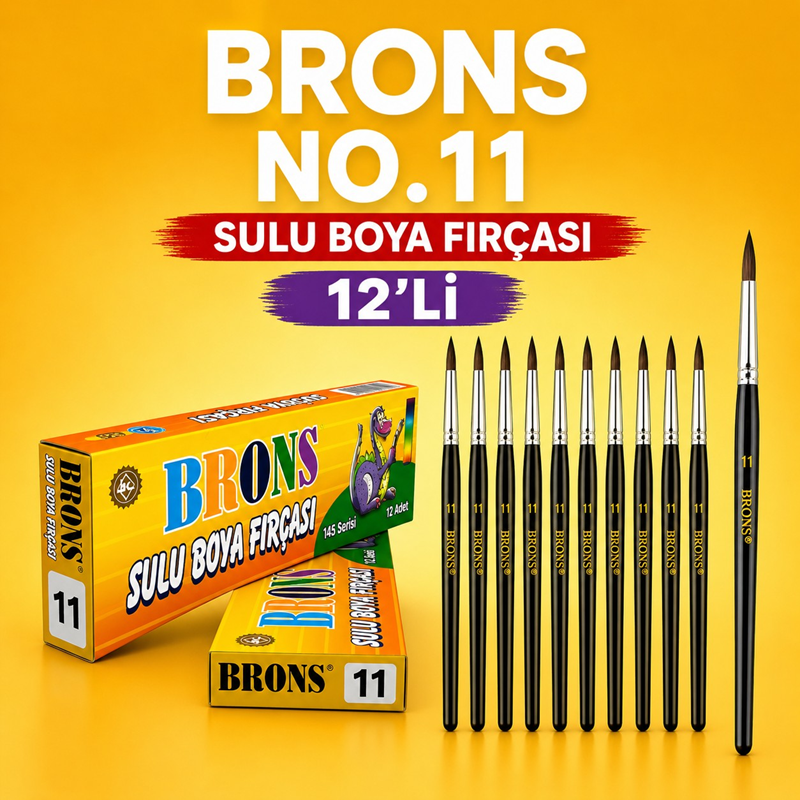 Brons No.11 Sulu Boya Fırçası 12'Li