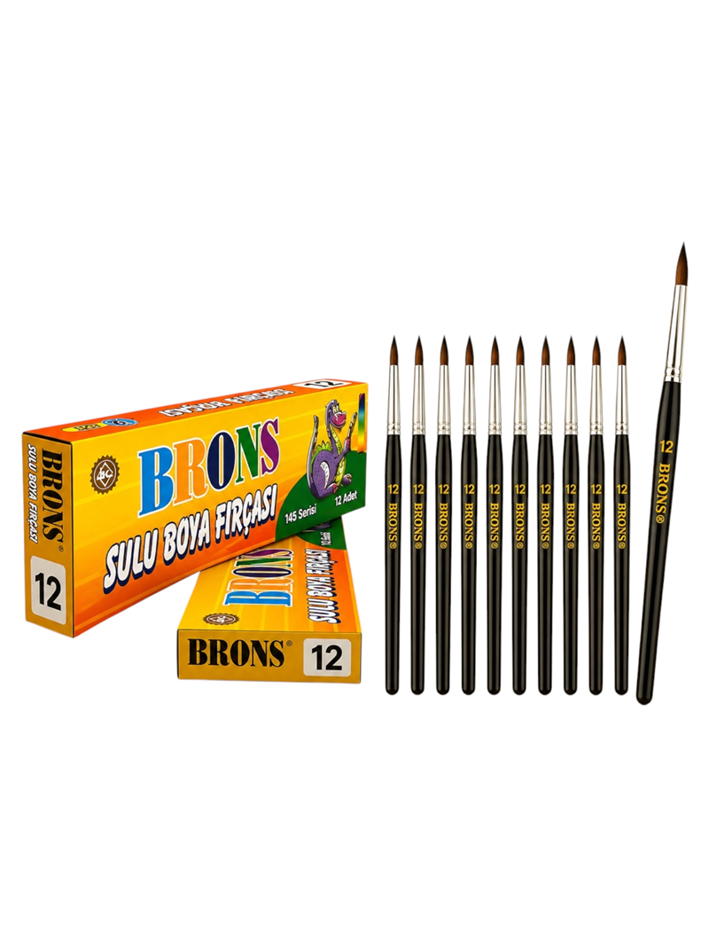 Brons No.12 Sulu Boya Fırçası 12'Li Brons No.12 Sulu Boya Fırçası 12'Li