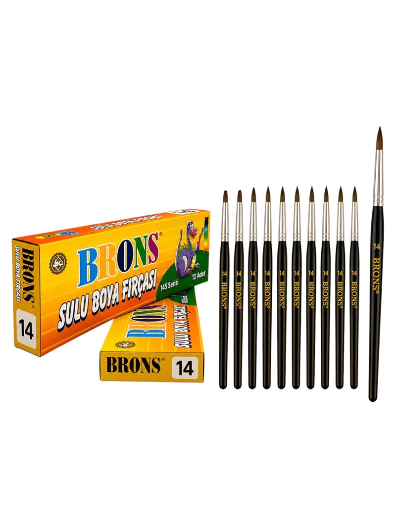 Brons No.14 Sulu Boya Fırçası 12'Li Brons No.14 Sulu Boya Fırçası 12'Li