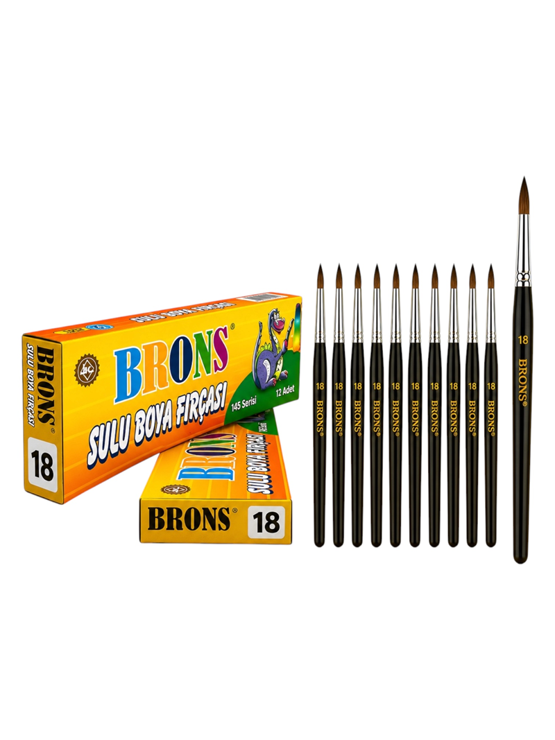 Brons No.18 Sulu Boya Fırçası 12'Li Brons No.18 Sulu Boya Fırçası 12'Li