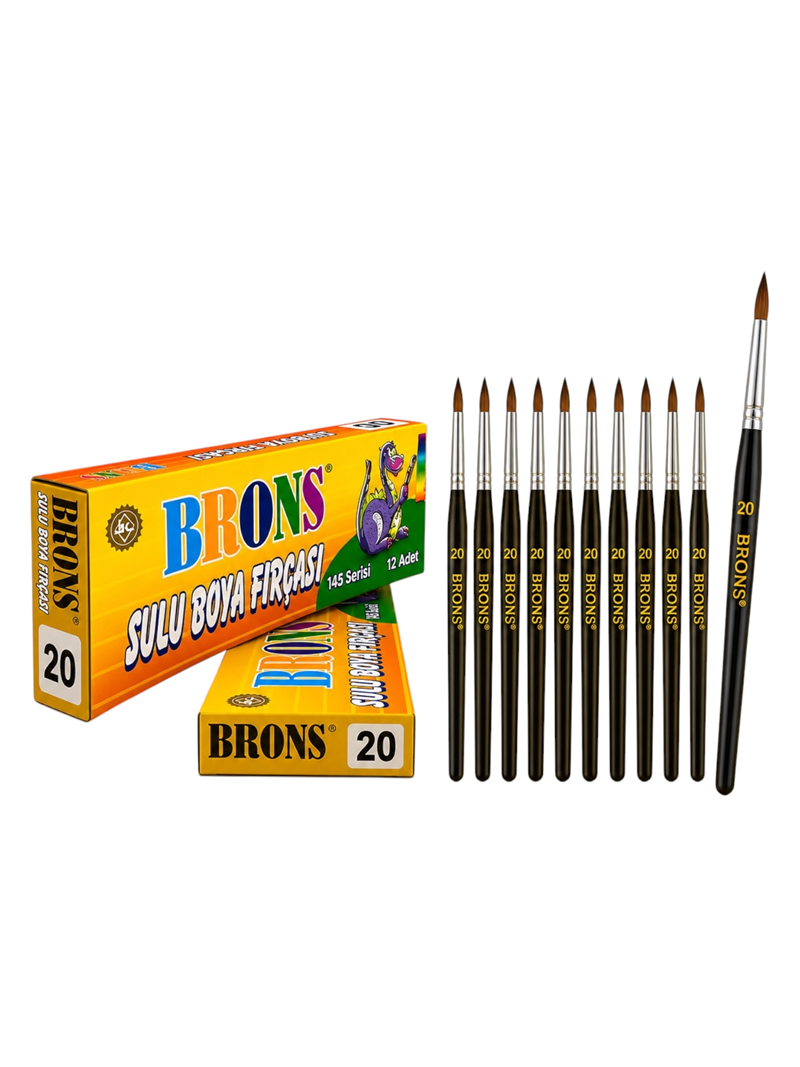 Brons No.20 Sulu Boya Fırçası 12'Li Brons No.20 Sulu Boya Fırçası 12'Li