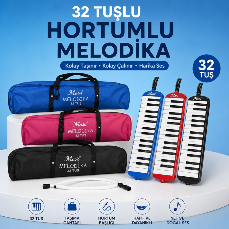 32 Tuşlu Melodika Hortumlu