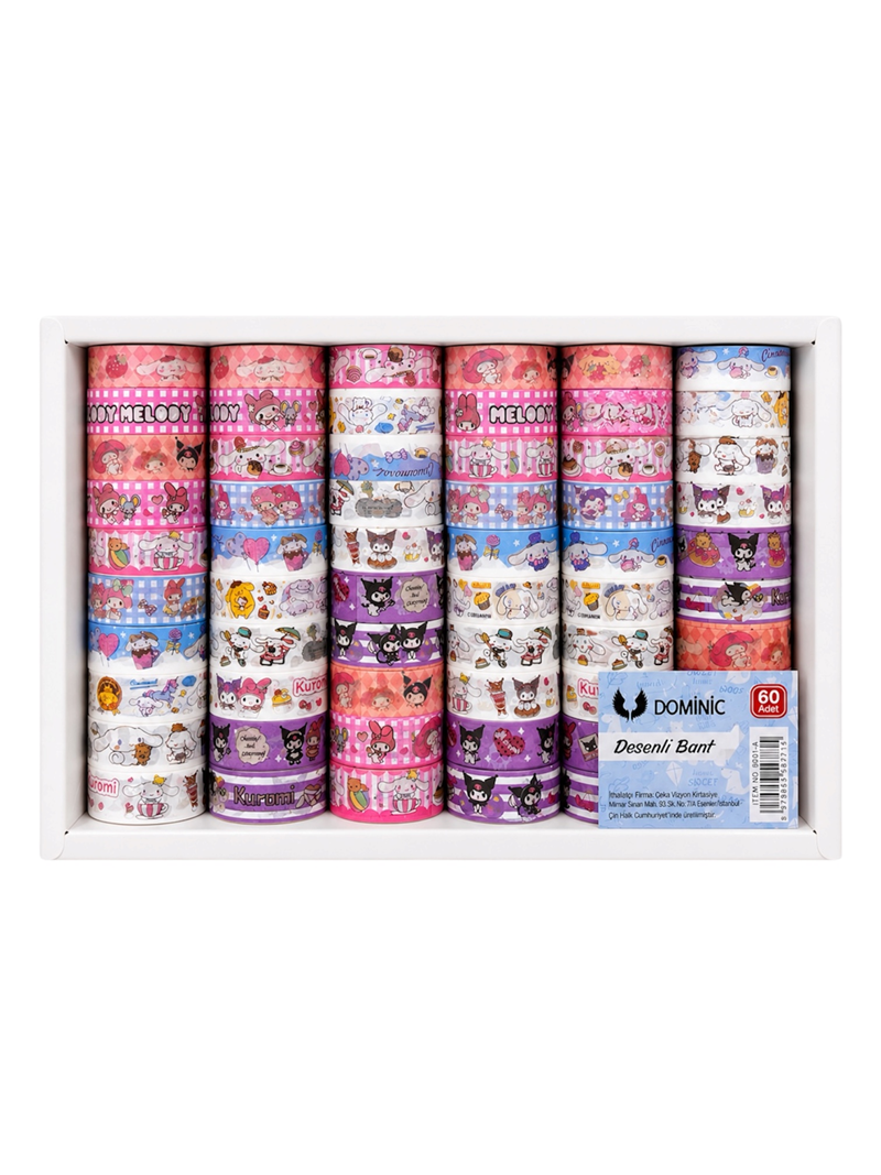 6001-A Kuromi Desenli Kağıt Bant 60'Lı Paket 6001-A Kuromi Desenli Kağıt Bant 60'Lı Paket