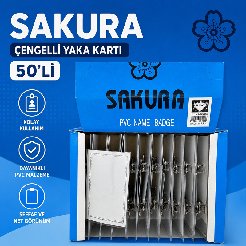 Sakura Çengelli Yaka Kartı 50'Li Sakura Çengelli Yaka Kartı 50'Li