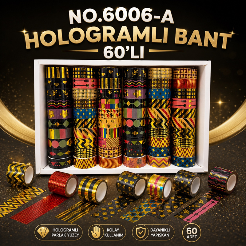 6006-A Hologramlı Desenli Bant 60'Lı Paket
