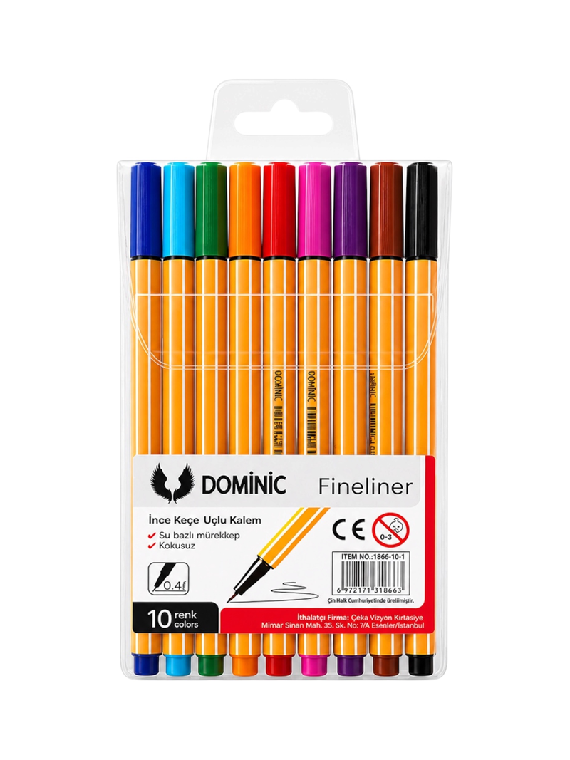 Fineliner Tükenmez Kalem 0.4 Mm 10 Renk Karışık Fineliner Tükenmez Kalem 0.4 Mm 10 Renk Karışık