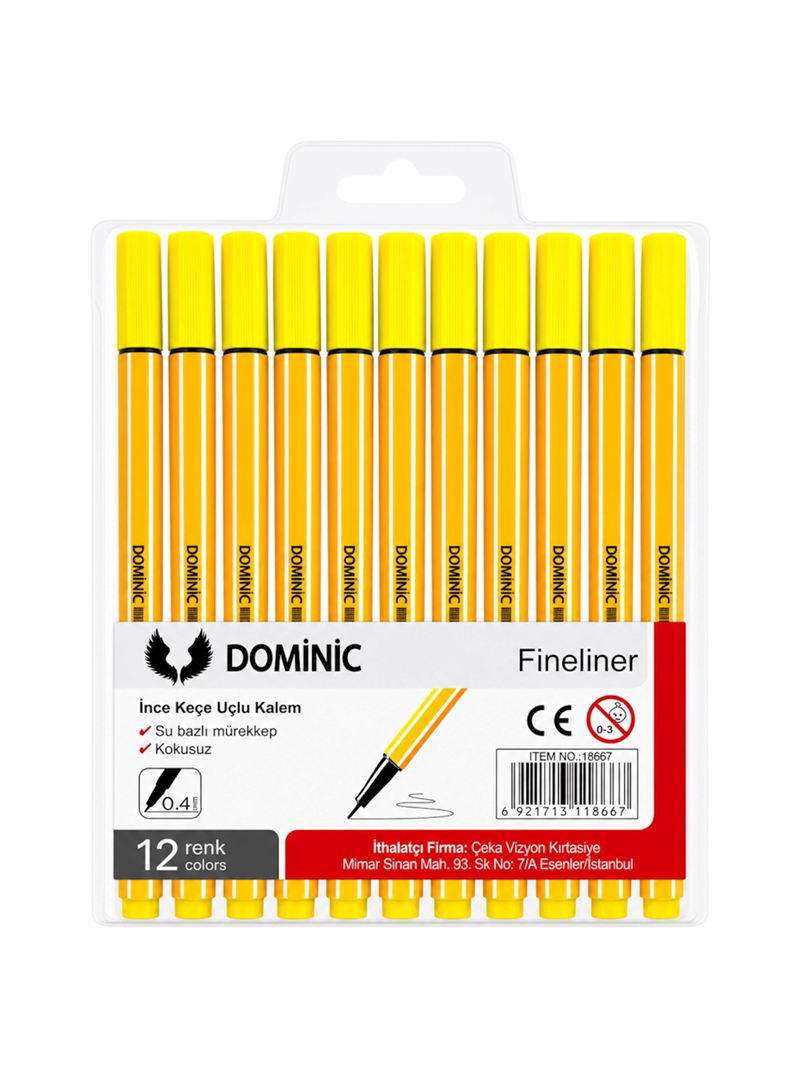Fineliner Tükenmez Kalem 0.4 Mm Sarı Renk 12'Li Fineliner Tükenmez Kalem 0.4 Mm Sarı Renk 12'Li