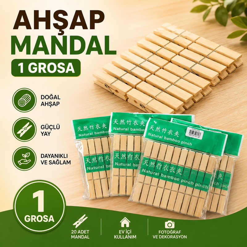 Ahşap Büyük Mandal 1 Grosa