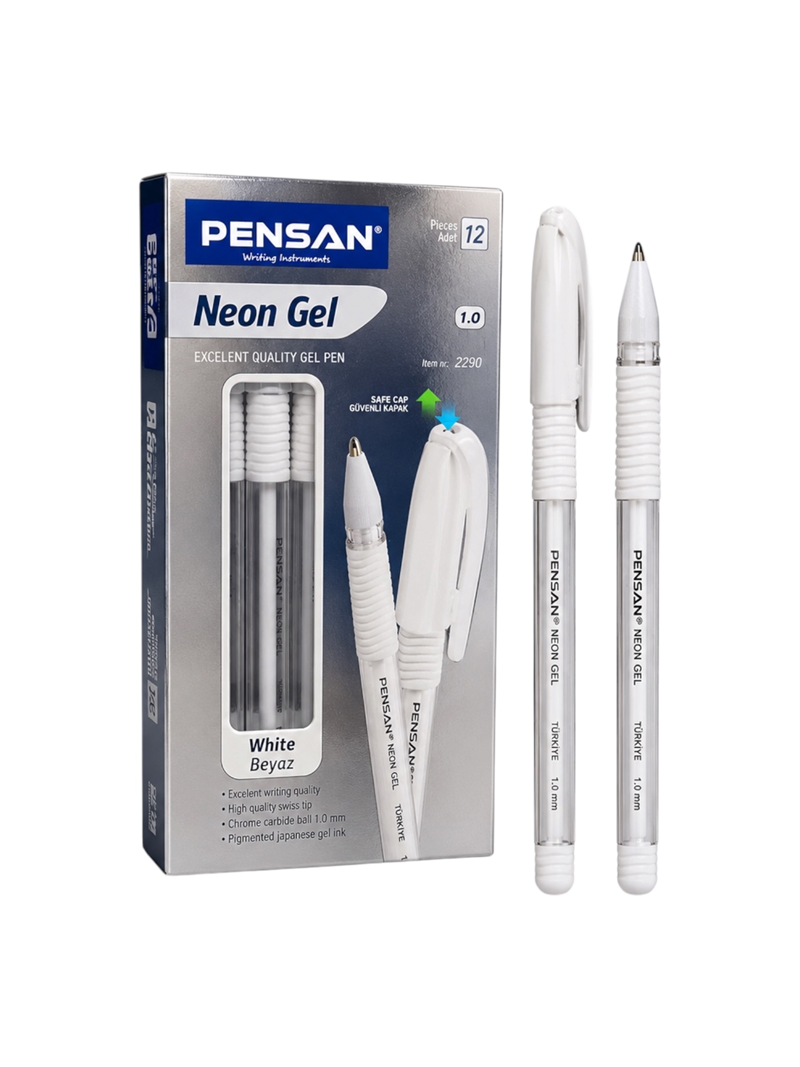 Pensan Beyaz Neon Jel Tükenmez Kalem 12'Li Pensan Beyaz Neon Jel Tükenmez Kalem 12'Li