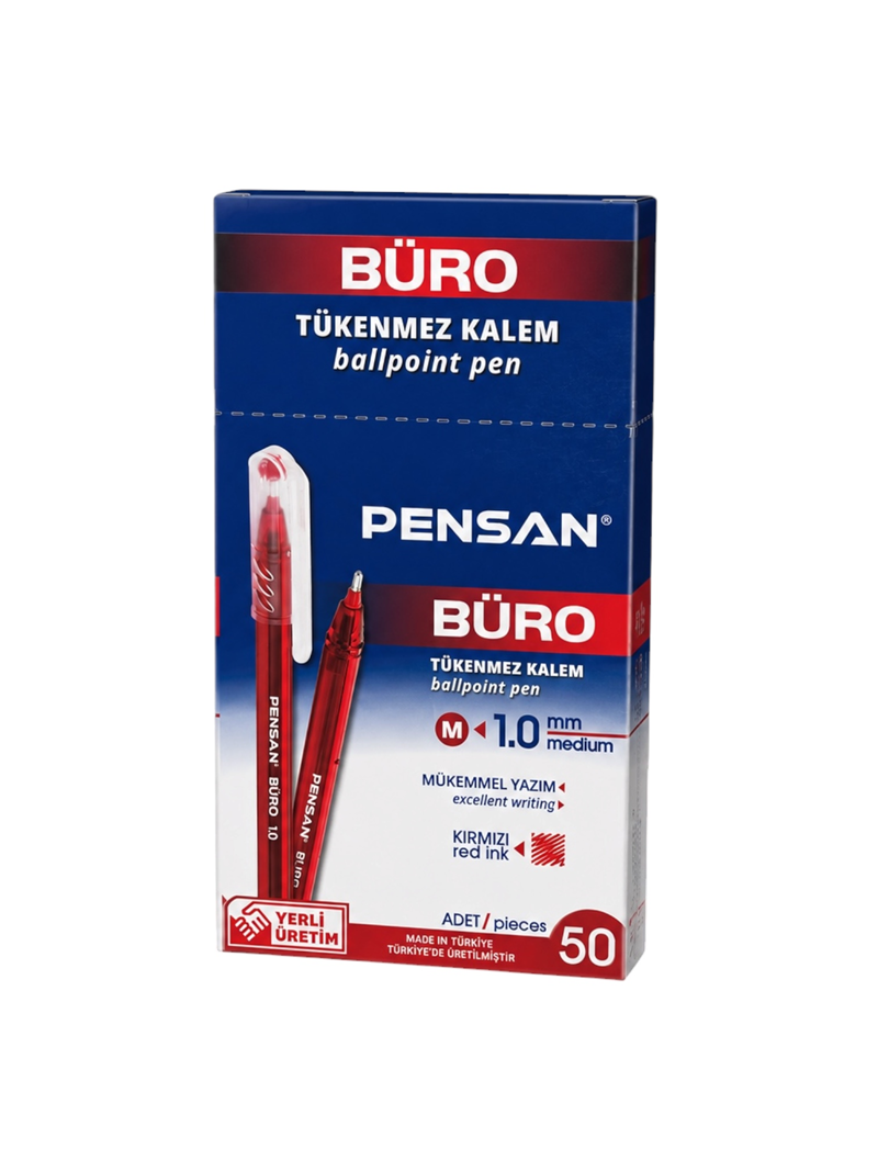 Pensan Büro Tükenmez Kalem Kırmızı Renk 1.0 Mm 50'Li Pensan Büro Tükenmez Kalem Kırmızı Renk 1.0 Mm 50'Li