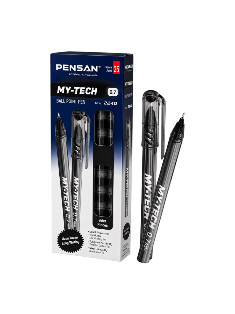 Pensan My-Tech Tükenmez Kalem Siyah Renk 25'Li (0.7 Uç) Pensan My-Tech Tükenmez Kalem Siyah Renk 25'Li (0.7 Uç)