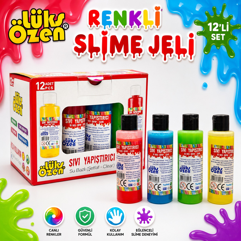 Slime Jeli 70 Ml Karışık Renk 12'Li Paket