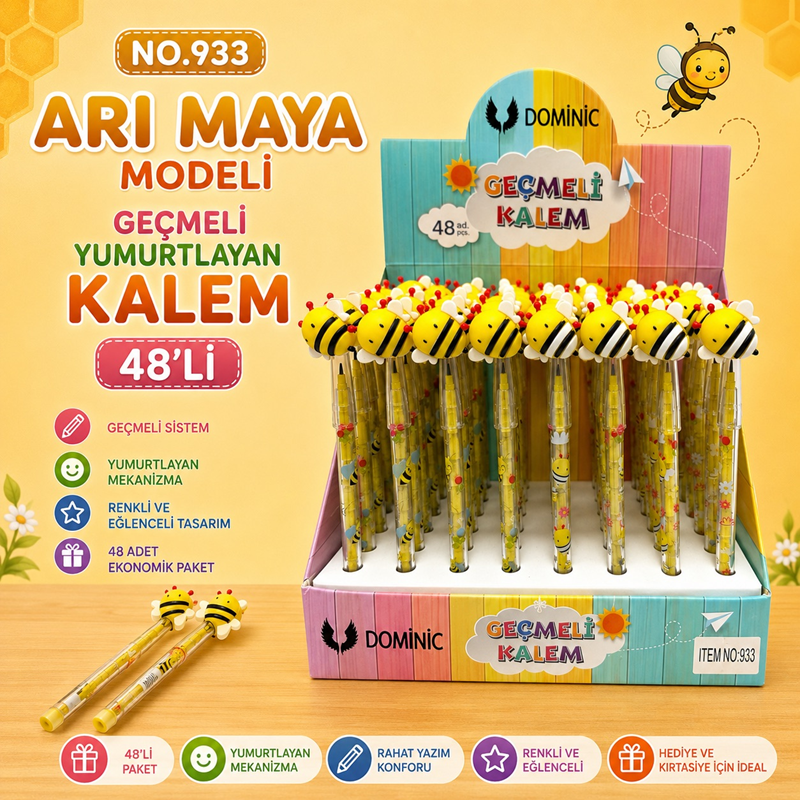 No.933 Arı Maya Modeli Geçmeli Yumurtlayan Kalem 48'Li Paket