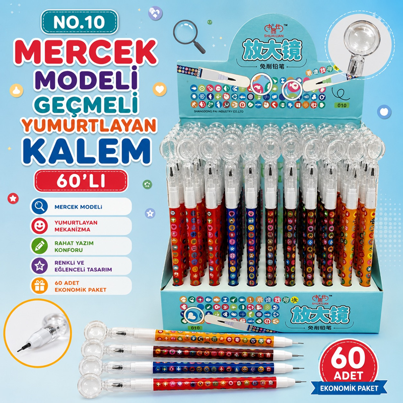 No.010 Mercekli Geçmeli Yumurtlayan Kalem 60'Lı Paket