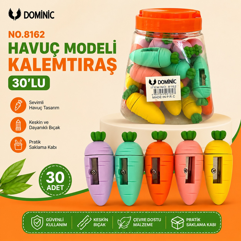 No.8162 Havuç Modeli Kalemtıraş 30'Lu