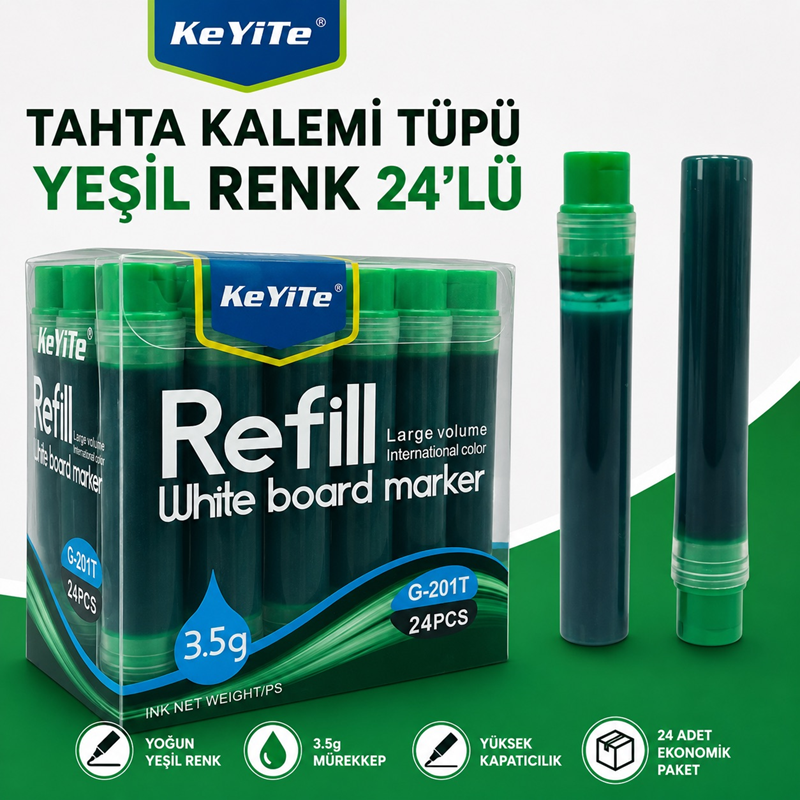 Tahta Kalemi Tüpü Refill Yeşil Renk 24'Lü
