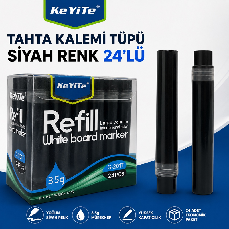 Tahta Kalemi Tüpü Refill Siyah Renk 24'Lü