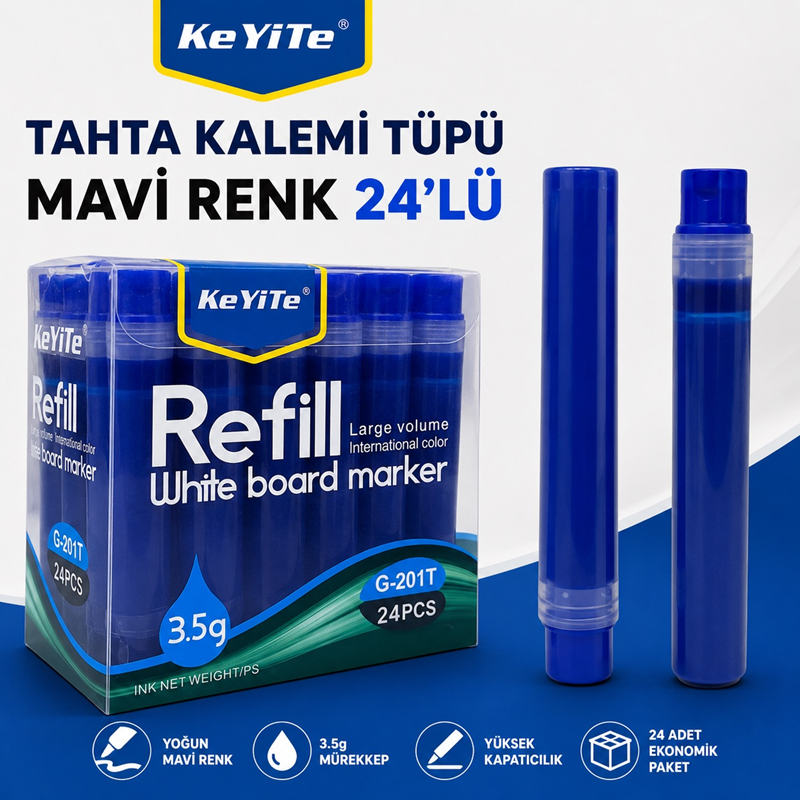 Tahta Kalemi Tüpü Refill Mavi Renk 24'Lü