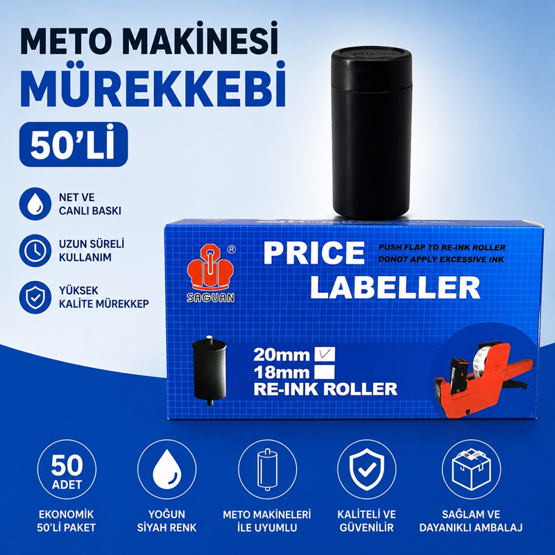 Etiket Makinesi Kartuşu Mürekkebi 50'Li