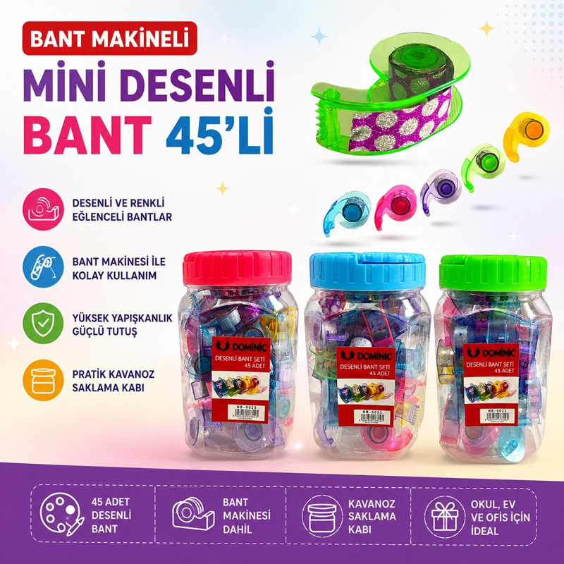Bant Makineli Mini Desenli Bant 45'Li