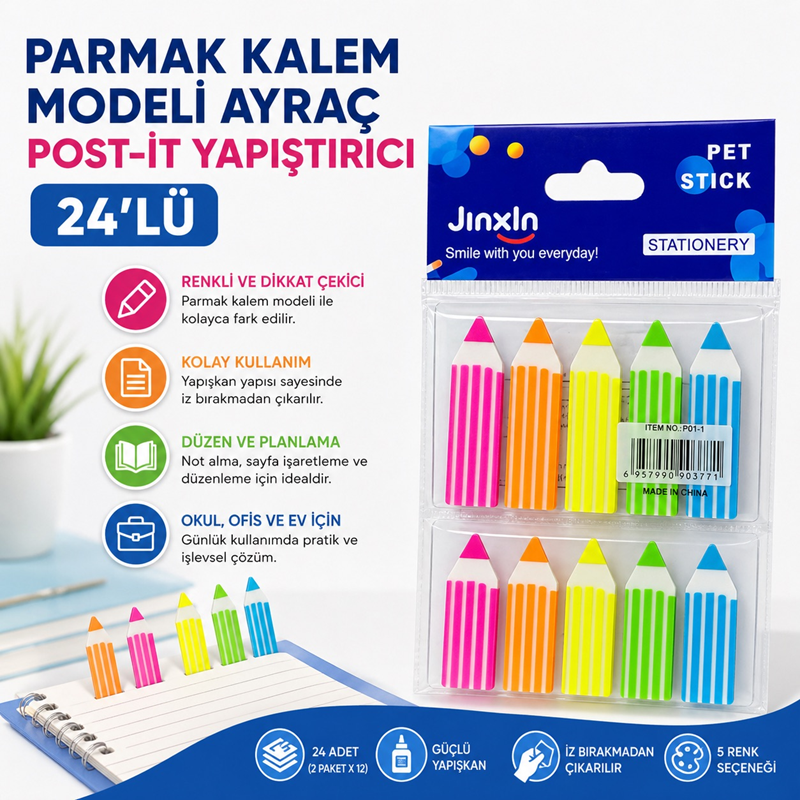 Kalem Modeli Parmak Ayraç Post-it 24'Lü