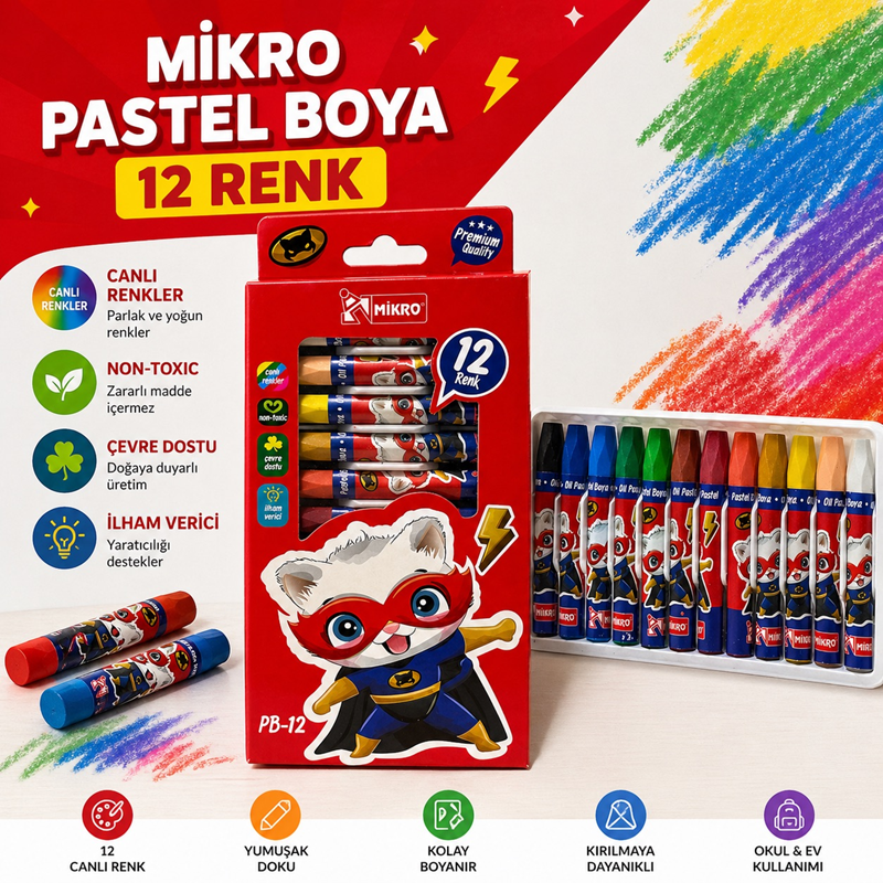 Mikro Pastel Boya 12 Renk