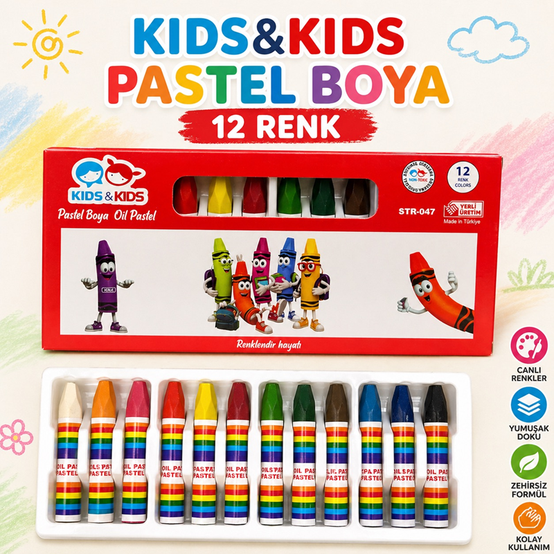 Kids& Kids Pastel Boya 12 Renk
