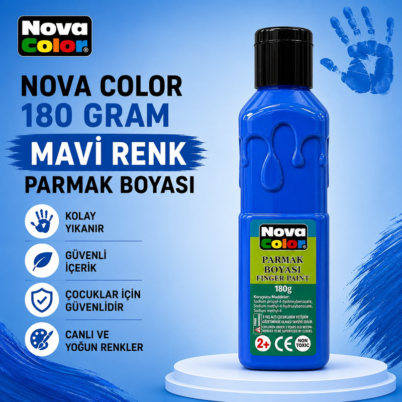 Nova Color Parmak Boyası 180 Gram Mavi Renk