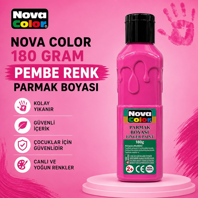 Nova Color Parmak Boyası 180 Gram Pembe Renk