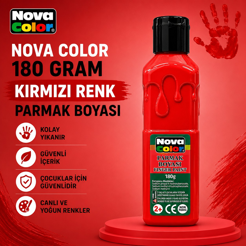 Nova Color Parmak Boyası 180 Gram Kırmızı Renk