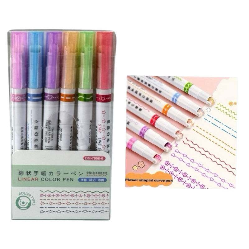 DM-7008 ŞERİT FOSFORLU KALEM 6LI SET