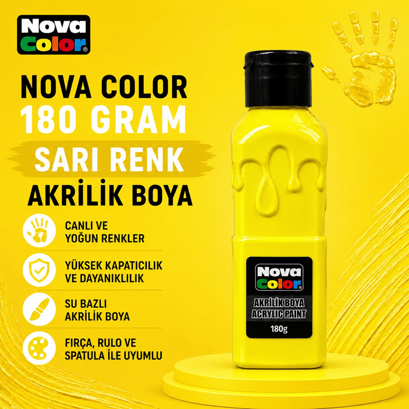 Nova Color Akrilik Boya 180 Gram Sarı Renk