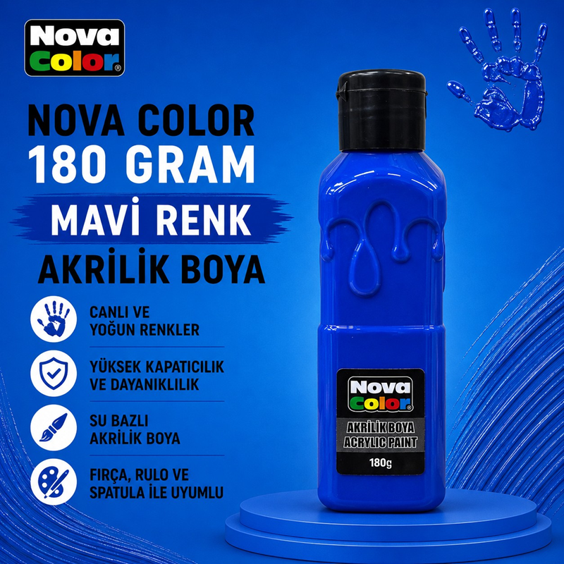 Nova Color Akrilik Boya 180 Gram Mavi Renk