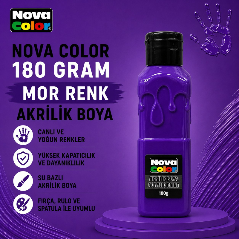 Nova Color Akrilik Boya 180 Gram Mor Renk