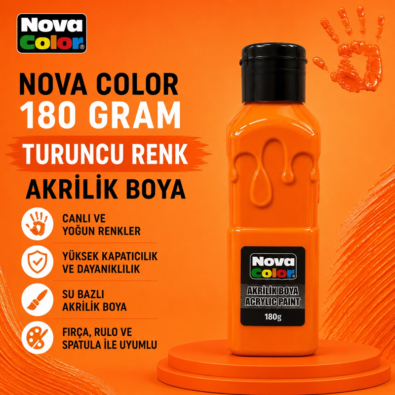Nova Color Akrilik Boya 180 Gram Turuncu Renk