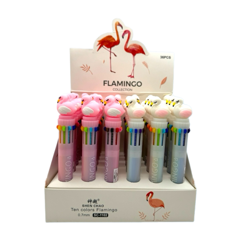 SC-1002 FLAMİNGO 10 RENK ÇOKLU TÜKENMEZ KALEM 36LI PAKET