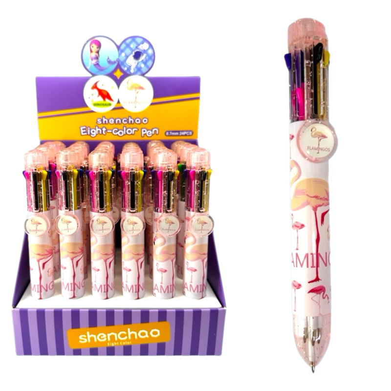 SC-1115 FLAMİNGO 8 RENK ÇOKLU TÜKENMEZ KALEM 24LÜ PAKET