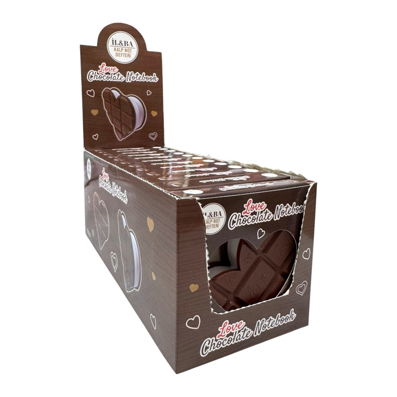 KALPLİ ÇİKOLATA NOT DEFTERİ 12Lİ PAKET
