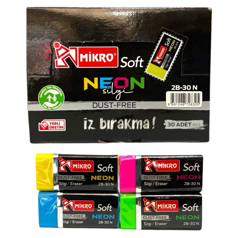 MİKRO NEON SİLGİ 30LU PAKET