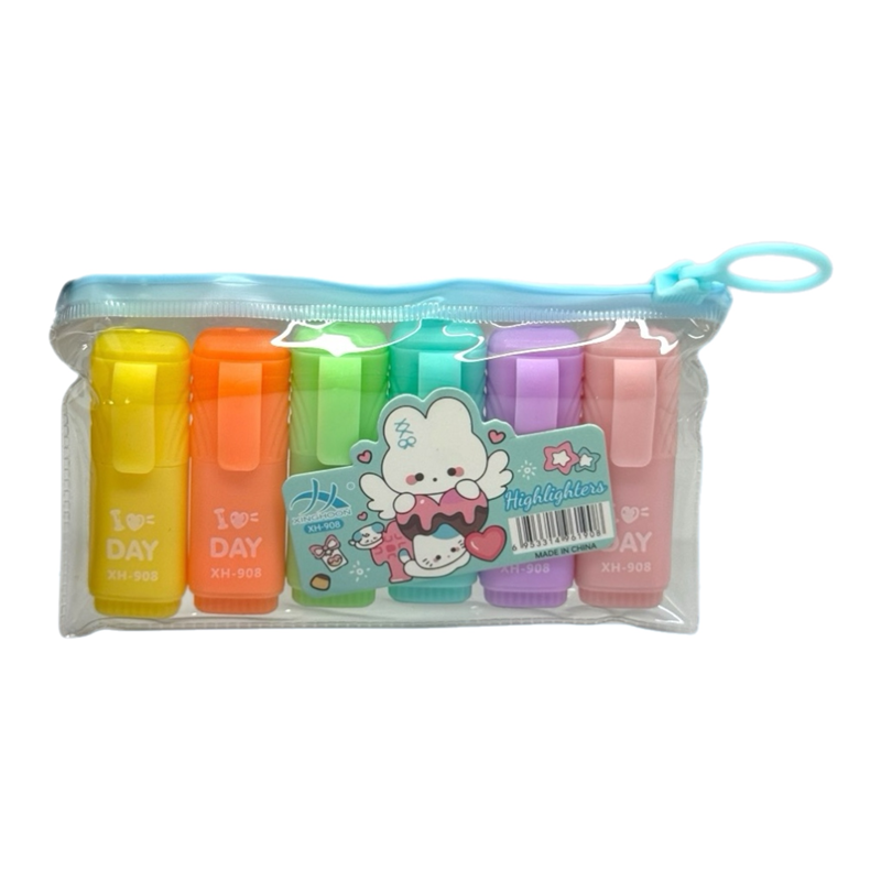XH-908 MİNİ PASTEL FOSFORLU KALEM 6LI SET