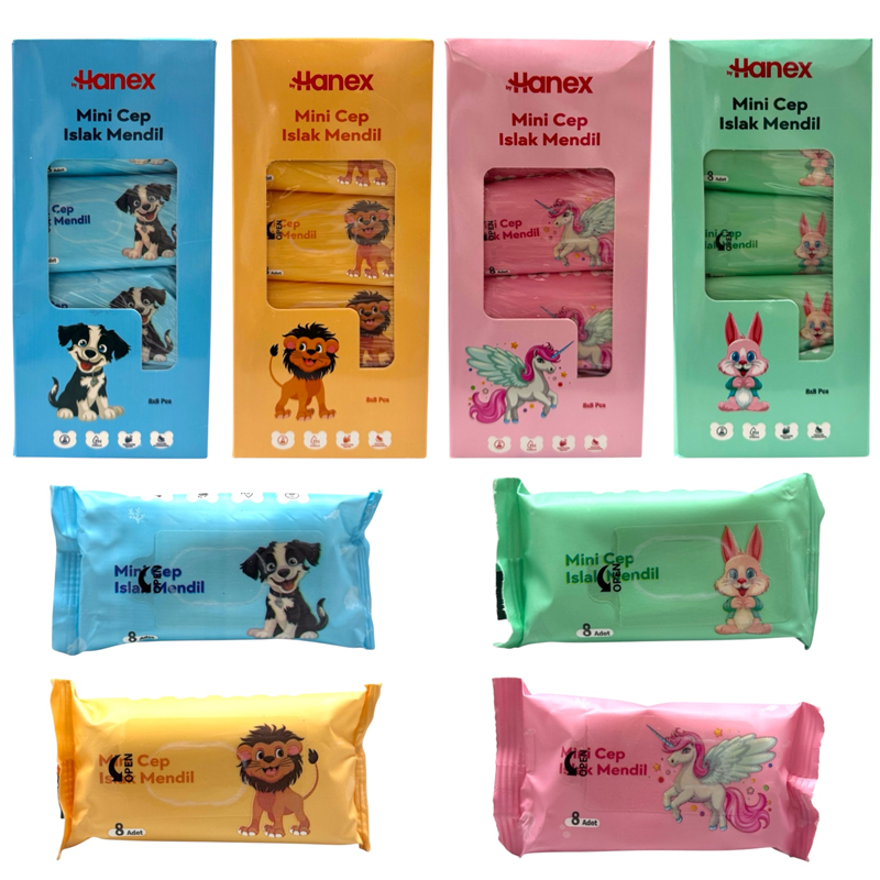 HANEX MİNİ CEP ISLAK MENDİL 8Lİ