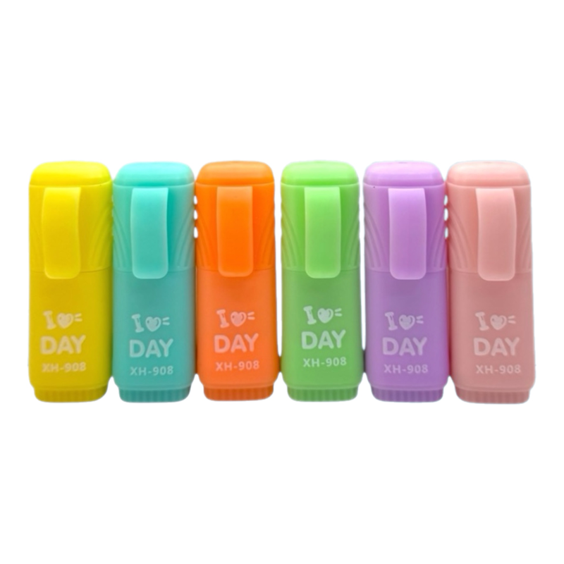 XH-908 MİNİ PASTEL FOSFORLU KALEM 6LI SET